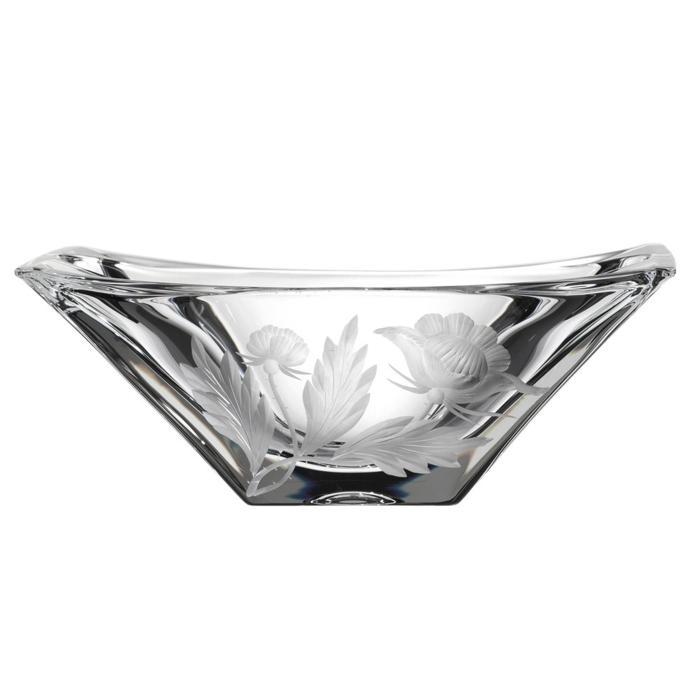 Hand cut Crystal Bowl Poppy/clear