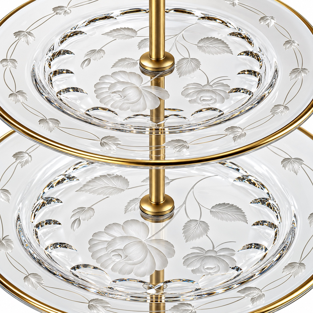 Crystal Gold Etagere-2-part Monrose-Gold/clear