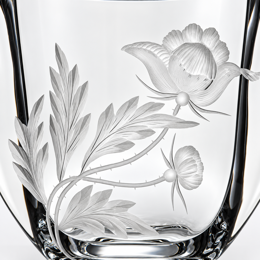 Handcut Crystal Vase Poppy/clear