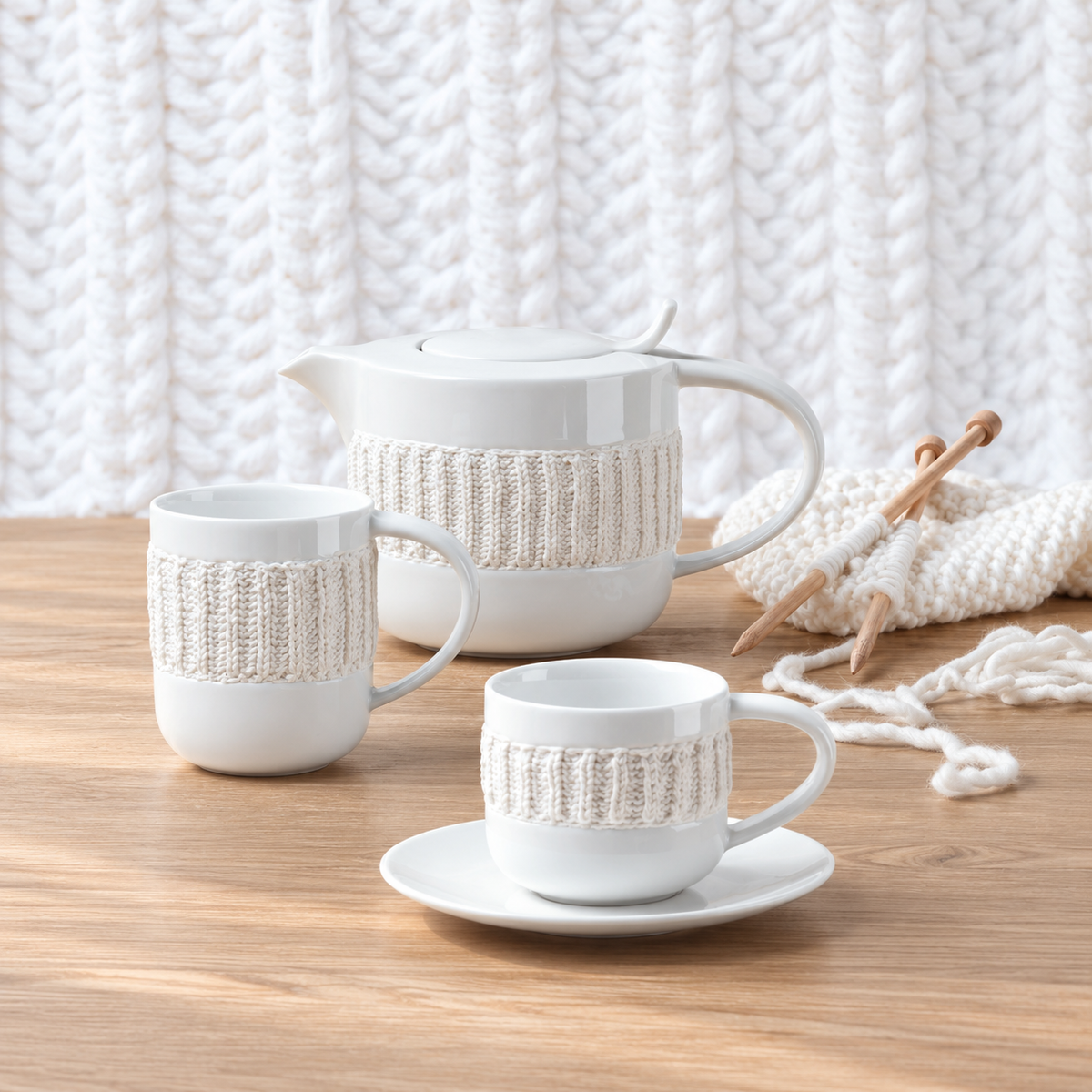 Laine Blanche porcelain with knitted relief