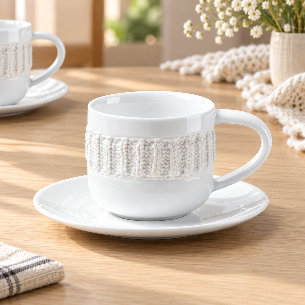 Laine Blanche porcelain with knitted relief