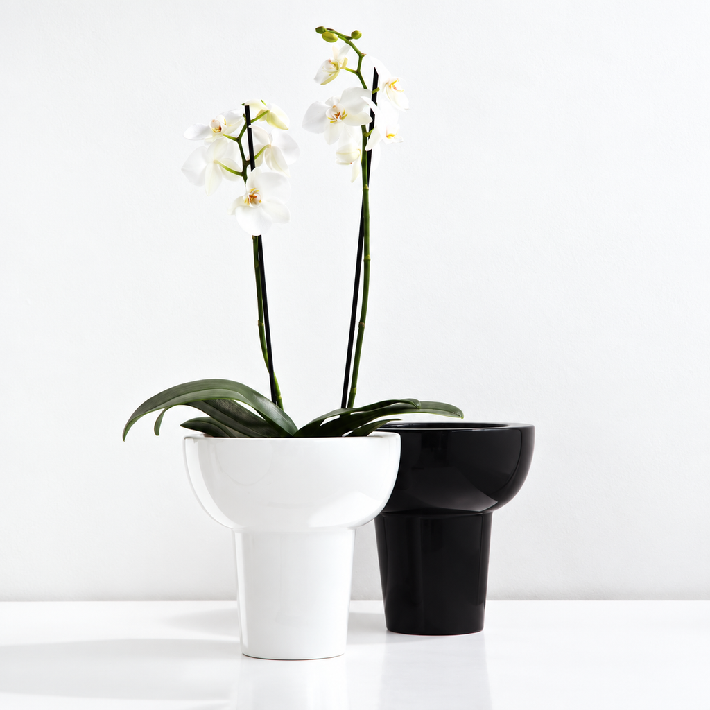 MIDORO Porcelain vase on foot 20cm, 23cm black