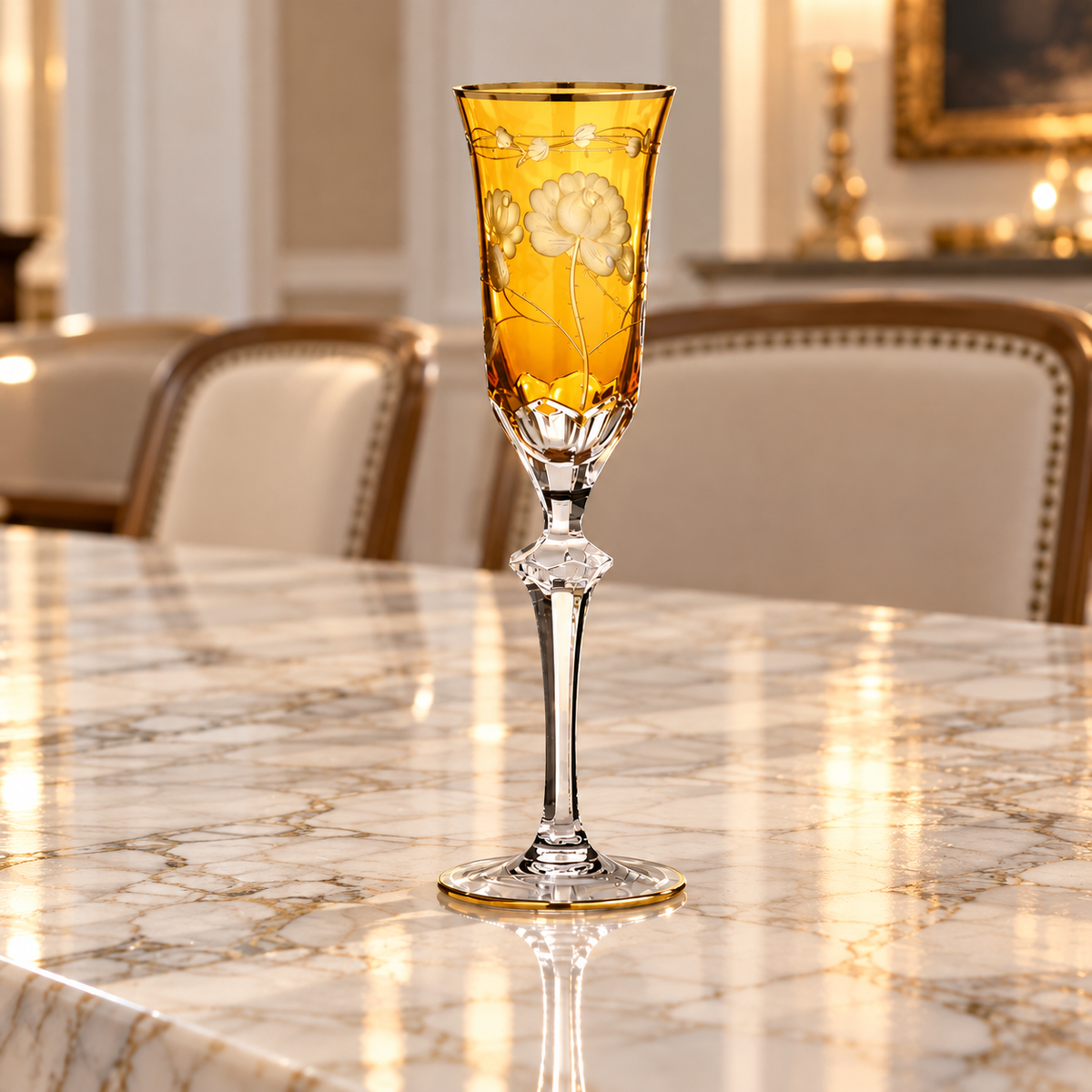Crystal Champagne glass Monrose-Gold/amber- Pair