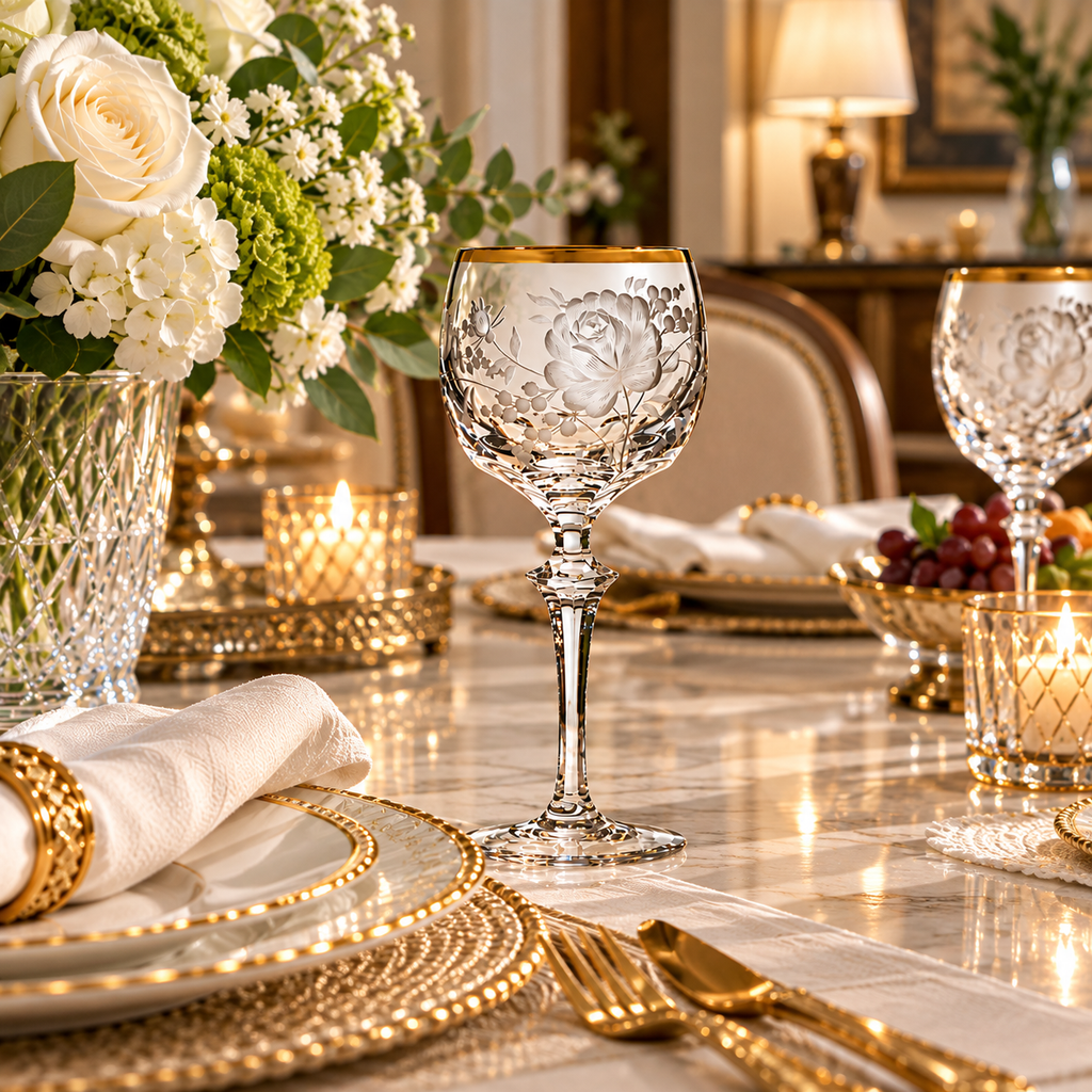 Crystal Wine glass Primerose-Gold/clear