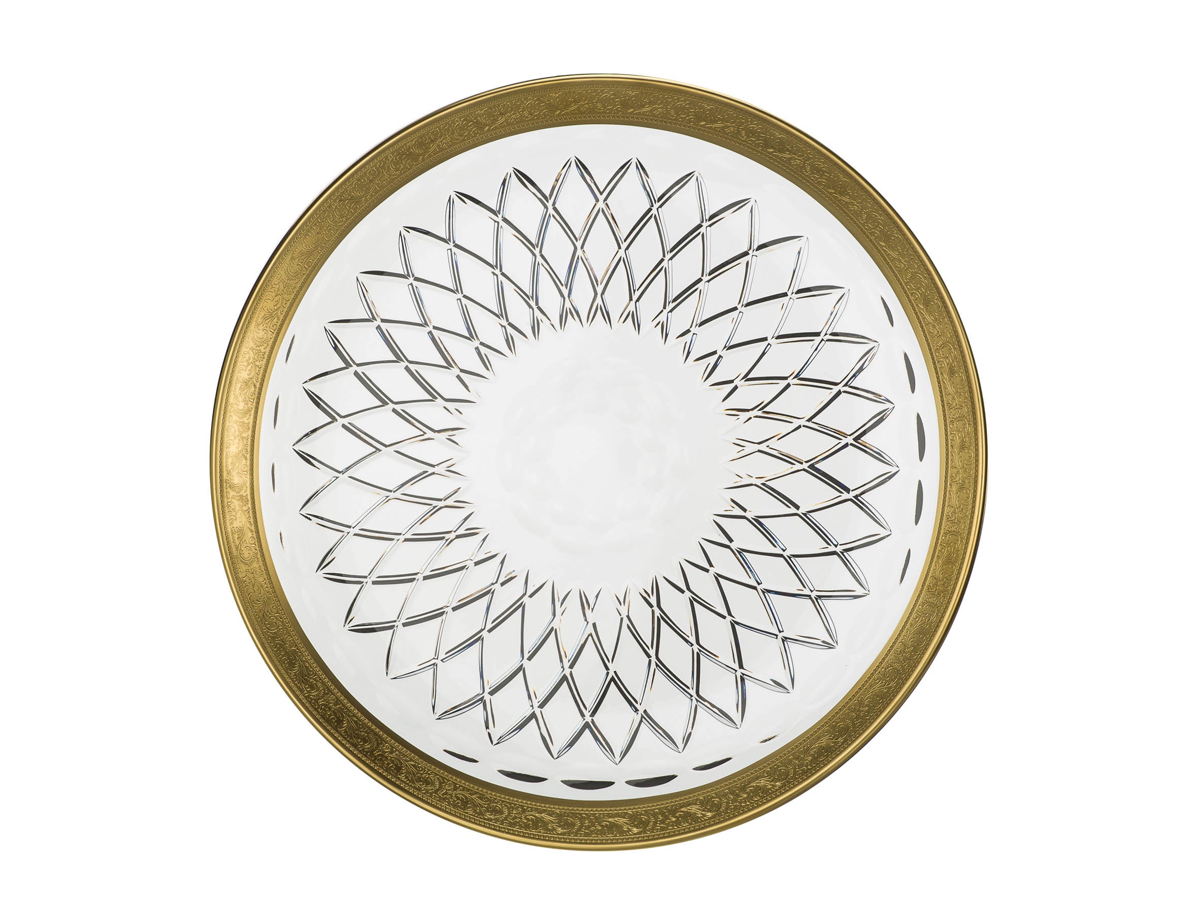 Crystal Platter Gold round/4530/33/Rococo/clear