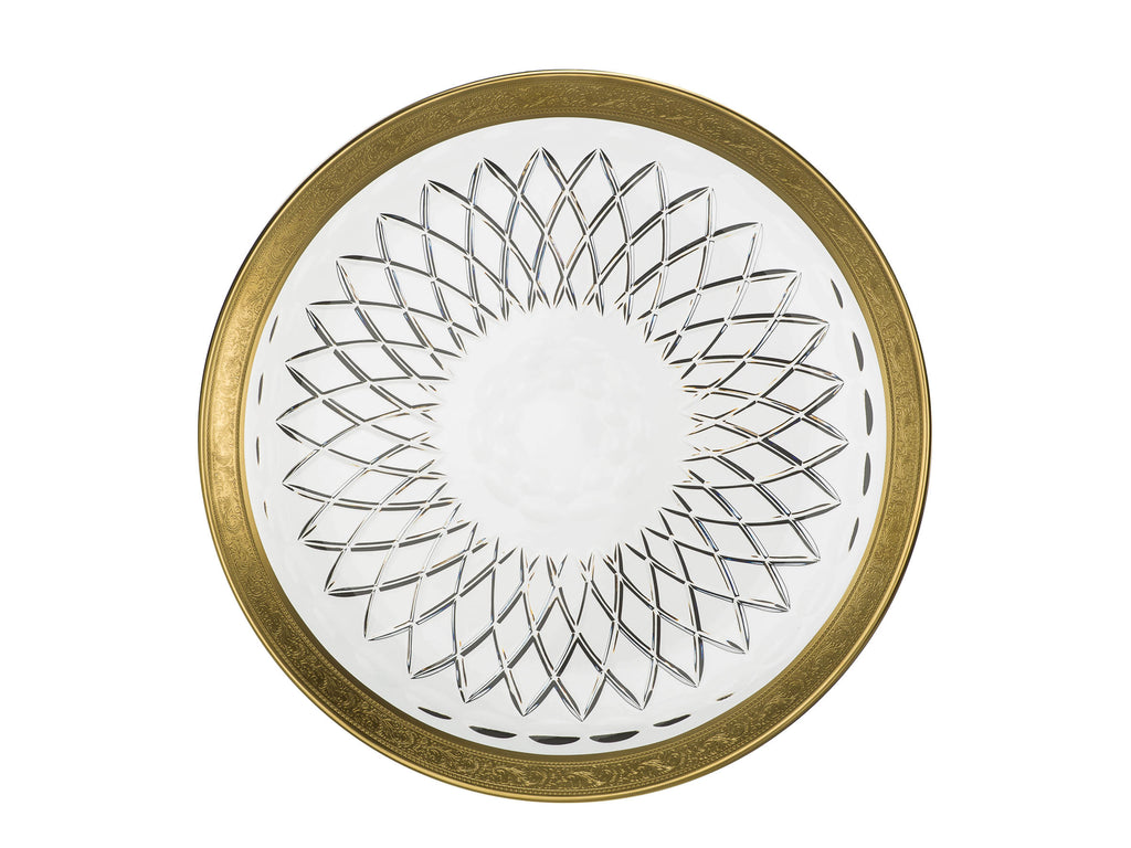 Crystal Platter Gold round/4530/33/Rococo/clear