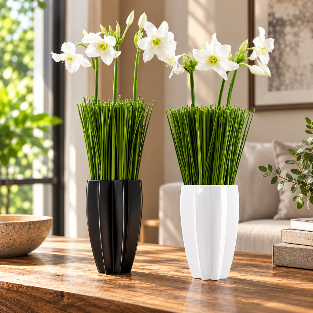 vase 35cm black/white carambola