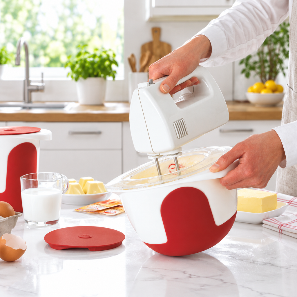 MIX & BAKE Mixing bowl 2.0 L white/red +lid