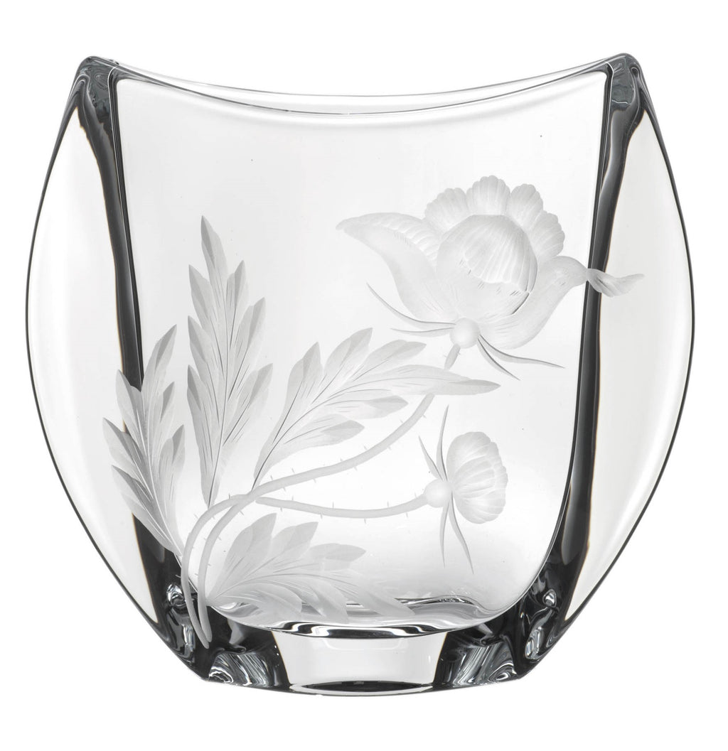 Handcut Crystal Vase Poppy/clear