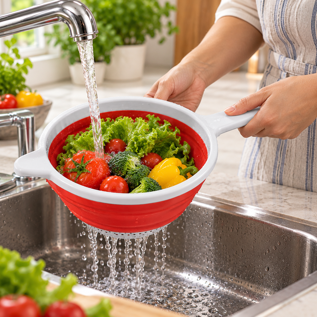 SMART KITCHEN Collapsible strainer with handle